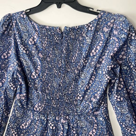 J.CREW LIBERTY FABRIC SWEETHEART SMOCKED FLORAL PUFF SLEEVES DRESS SIZE 4 - Picture 3 of 10